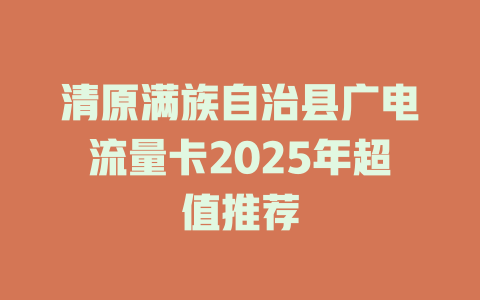 清原满族自治县广电流量卡2025年超值推荐