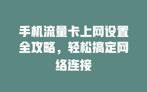 手机流量卡上网设置全攻略，轻松搞定网络连接