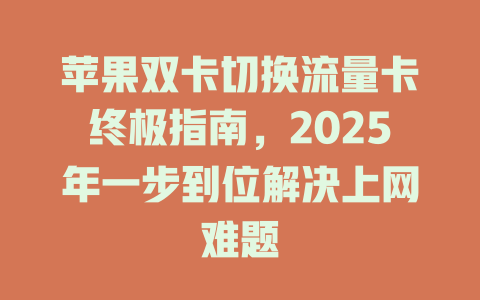 苹果双卡切换流量卡终极指南，2025年一步到位解决上网难题