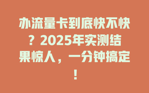 办流量卡到底快不快？2025年实测结果惊人，一分钟搞定！