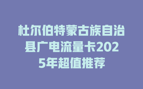 杜尔伯特蒙古族自治县广电流量卡2025年超值推荐