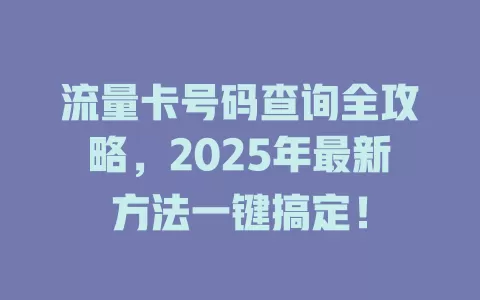 流量卡号码查询全攻略，2025年最新方法一键搞定！