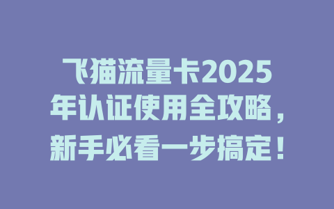 飞猫流量卡2025年认证使用全攻略，新手必看一步搞定！