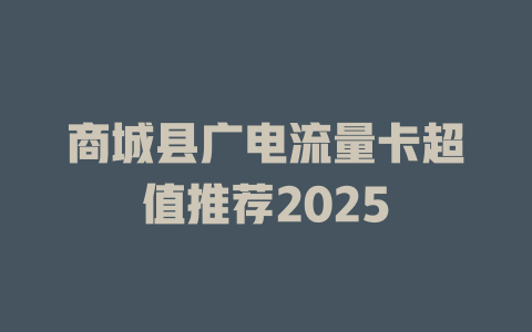 商城县广电流量卡超值推荐2025
