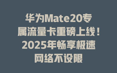 华为Mate20专属流量卡重磅上线！2025年畅享极速网络不设限