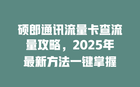 硕郎通讯流量卡查流量攻略，2025年最新方法一键掌握