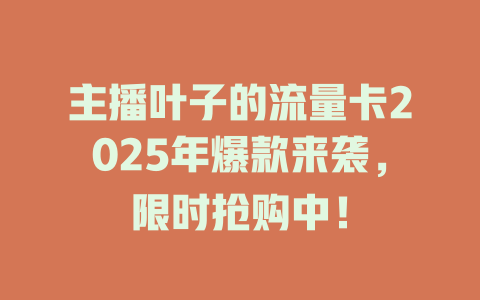 主播叶子的流量卡2025年爆款来袭，限时抢购中！