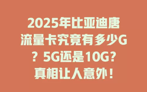 2025年比亚迪唐流量卡究竟有多少G？5G还是10G？真相让人意外！