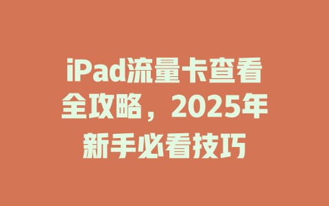iPad流量卡查看全攻略，2025年新手必看技巧