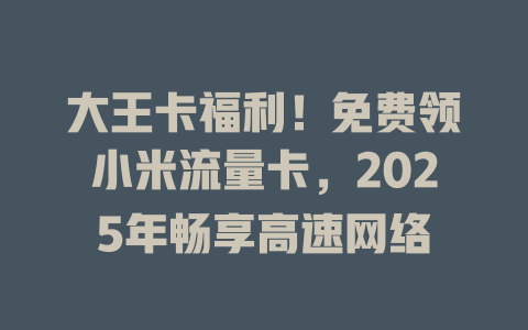 大王卡福利！免费领小米流量卡，2025年畅享高速网络