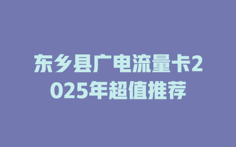 东乡县广电流量卡2025年超值推荐