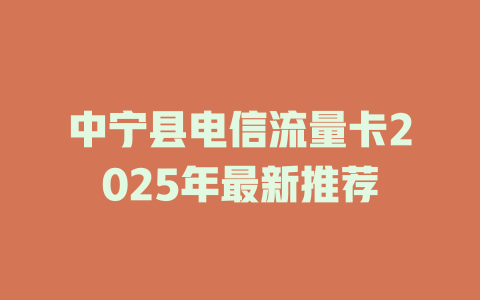 中宁县电信流量卡2025年最新推荐
