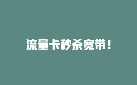 流量卡秒杀宽带！