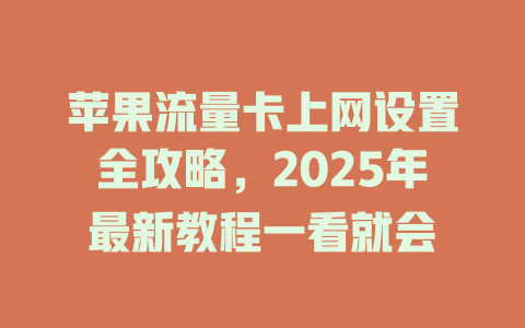 苹果流量卡上网设置全攻略，2025年最新教程一看就会