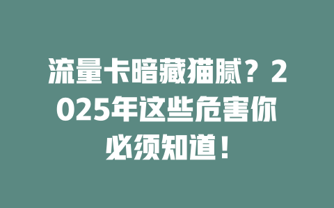 流量卡暗藏猫腻？2025年这些危害你必须知道！