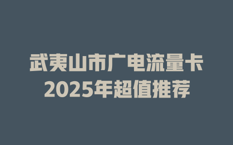 武夷山市广电流量卡2025年超值推荐