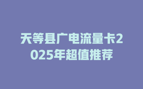 天等县广电流量卡2025年超值推荐