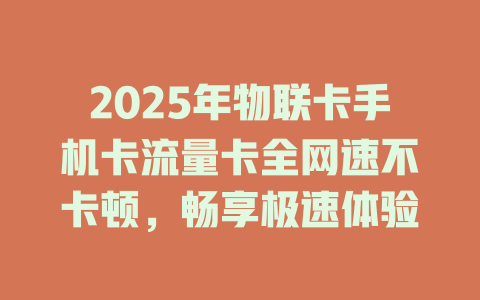 2025年物联卡手机卡流量卡全网速不卡顿，畅享极速体验