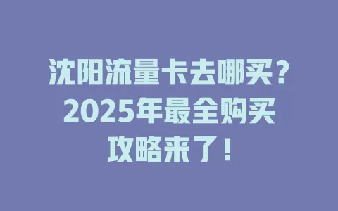 沈阳流量卡去哪买？2025年最全购买攻略来了！