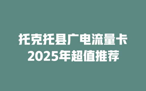 托克托县广电流量卡2025年超值推荐