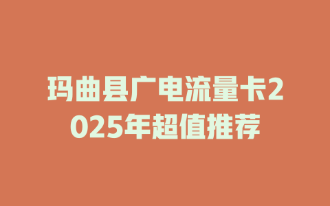 玛曲县广电流量卡2025年超值推荐
