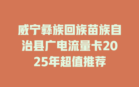威宁彝族回族苗族自治县广电流量卡2025年超值推荐