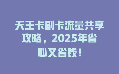 天王卡副卡流量共享攻略，2025年省心又省钱！
