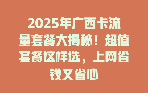 2025年广西卡流量套餐大揭秘！超值套餐这样选，上网省钱又省心