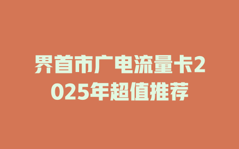 界首市广电流量卡2025年超值推荐