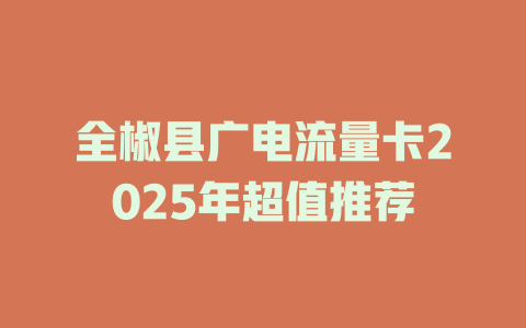 全椒县广电流量卡2025年超值推荐