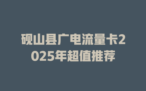 砚山县广电流量卡2025年超值推荐