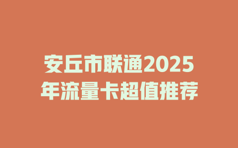安丘市联通2025年流量卡超值推荐