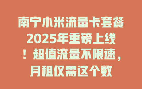 南宁小米流量卡套餐2025年重磅上线！超值流量不限速，月租仅需这个数
