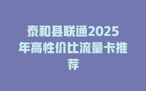 泰和县联通2025年高性价比流量卡推荐