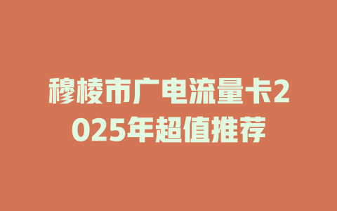 穆棱市广电流量卡2025年超值推荐