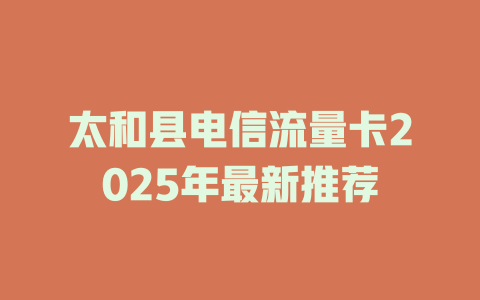 太和县电信流量卡2025年最新推荐
