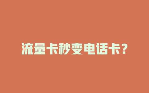 流量卡秒变电话卡？
