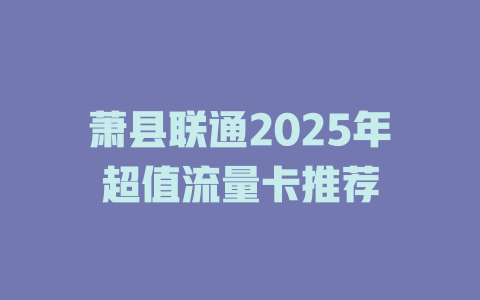 萧县联通2025年超值流量卡推荐