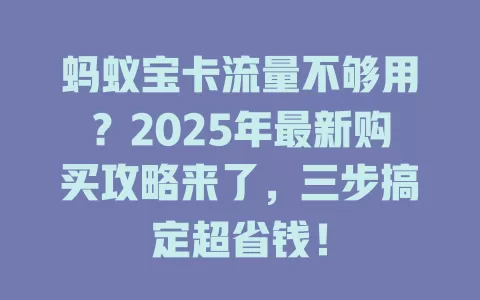 蚂蚁宝卡流量不够用？2025年最新购买攻略来了，三步搞定超省钱！