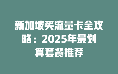 新加坡买流量卡全攻略：2025年最划算套餐推荐