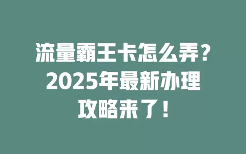 流量霸王卡怎么弄？2025年最新办理攻略来了！