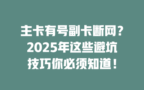 主卡有号副卡断网？2025年这些避坑技巧你必须知道！