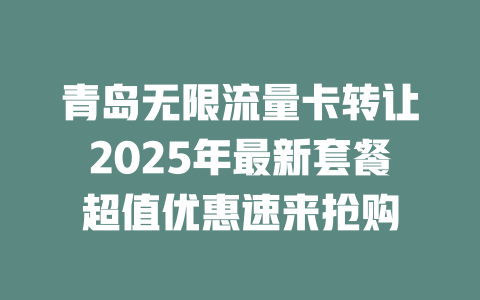 青岛无限流量卡转让2025年最新套餐超值优惠速来抢购