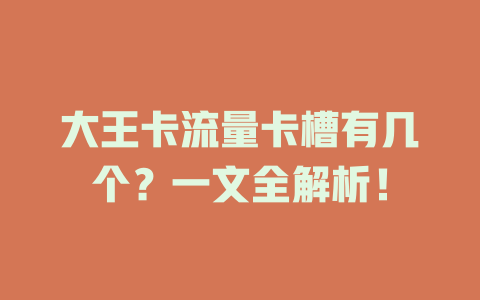 大王卡流量卡槽有几个？一文全解析！