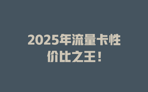 2025年流量卡性价比之王！