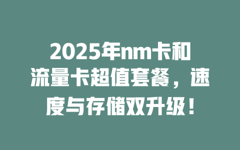 2025年nm卡和流量卡超值套餐，速度与存储双升级！