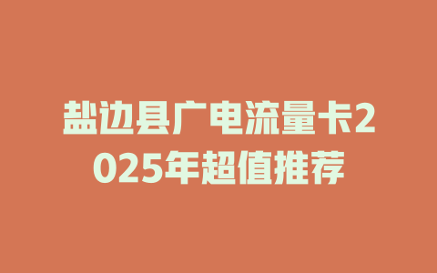 盐边县广电流量卡2025年超值推荐