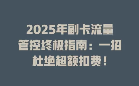 2025年副卡流量管控终极指南:一招杜绝超额扣费!