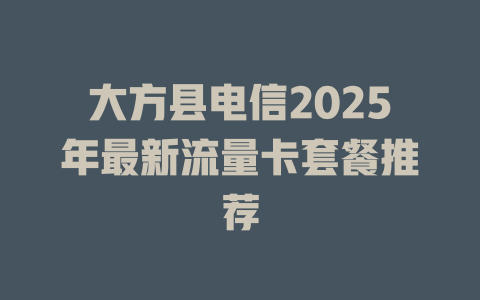 大方县电信2025年最新流量卡套餐推荐