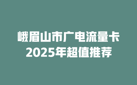 峨眉山市广电流量卡2025年超值推荐